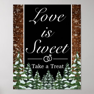 Poster Symbole de mariage Noir Snowy Wood & Forest Favor