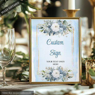 Poster Symbole de mariage personnalisé Fleurs bleues Dust