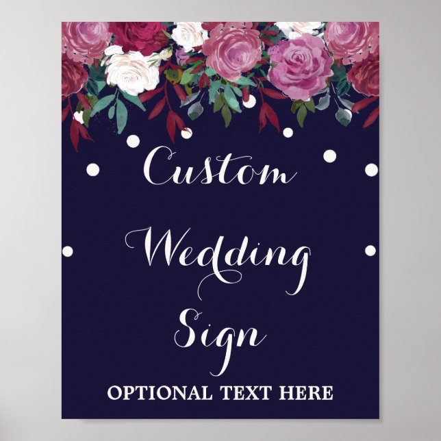 Poster Symbole de mariage personnalisé Marsala & Burgundy (Devant)