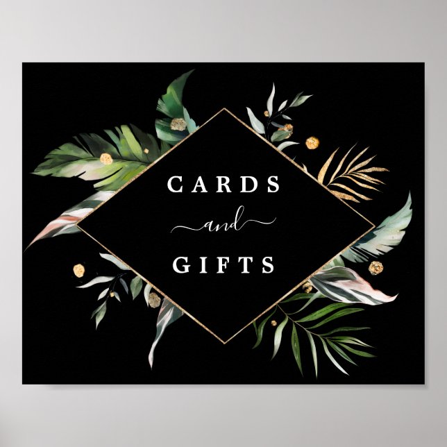 Poster Symbole de mariage Wild Tropical Foliage Cartes et (Devant)