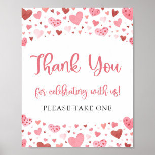 Poster Symbole de Merci Saint Valentin aux Coeurs rouges 