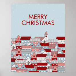 Poster Symbole de Noël Village Vacances