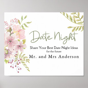 Poster Symbole de nuit rose Magnolia floral