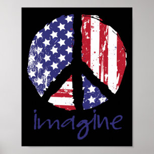 Poster Symbole de paix américain Drapeau de paix Usa 4e d