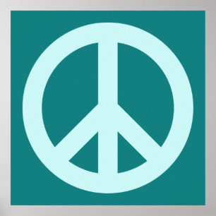 Poster Symbole de paix Aqua et sarcelle