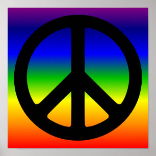 Poster Symbole de paix arc-en-ciel et noir