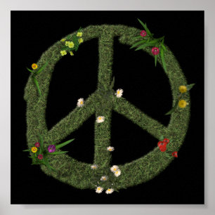 Poster SYMBOLE DE PAIX DES Fleurs D'Herbe RÉELLES SIGNE H