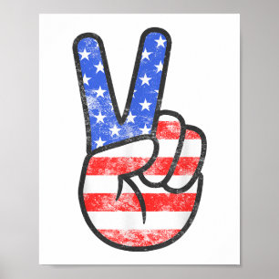 Poster Symbole de paix du drapeau américain T-shirt quatr