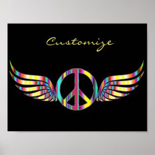 Poster Symbole de paix hippie à ailes Thunder_Cove
