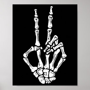 Poster SYMBOLE DE PAIX MAIN Squelette Os Costume Hallowee