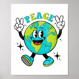 Poster Symbole de Paix Mondial de la Terre Funky Jour des