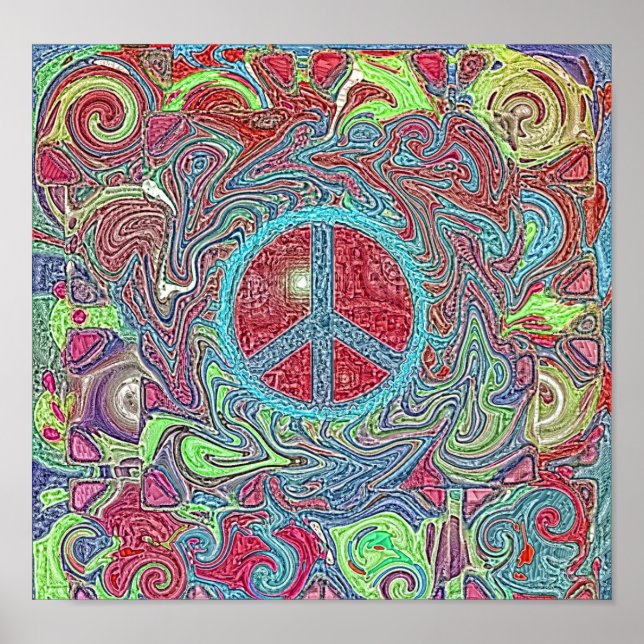 Poster SYMBOLE DE PAIX Super DE TRIppY Psychedélique (Devant)