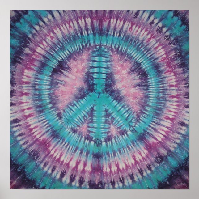 Poster SYMBOLE DE PAIX Turquoise Tie Dye (Devant)
