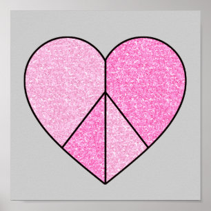 Poster SYMBOLE DE parties scintillant DE LA PAIX COEUR