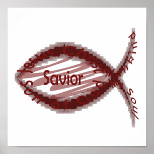 Poster Symbole de poissons de sauveur de Jésus