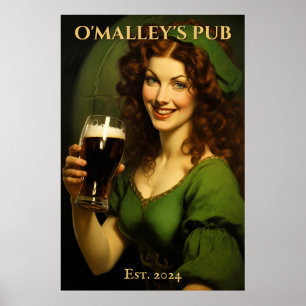 Poster Symbole de pub irlandais personnalisé Saint Patr