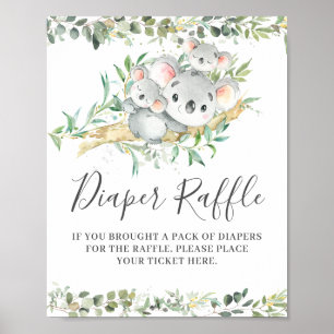 Poster Symbole de rabat de Baby shower Koalas Twins