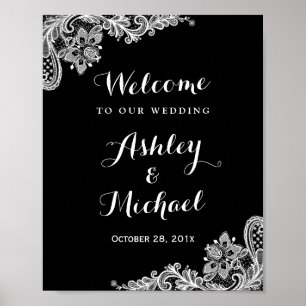 Poster Symbole de réception de mariage en dentelle noire 