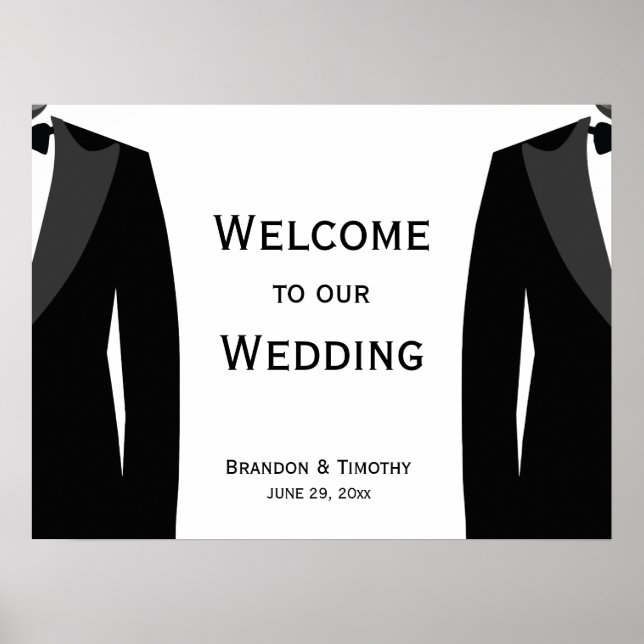 Poster Symbole De Réception De Mariage Gay Noir Et Blanc (Devant)