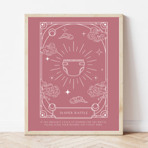 Poster SYMBOLE DE RECHANGE Baby shower céleste Rose