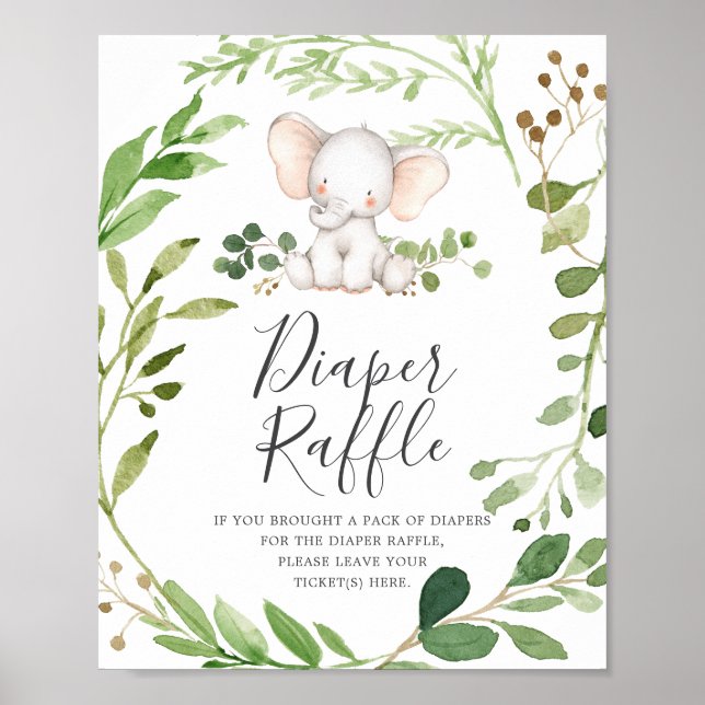 Poster SYMBOLE DE REQUÊTE Baby shower éléphant (Devant)