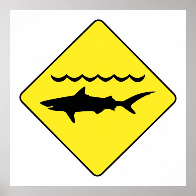 Poster Symbole de "requin avertisseur" jaune (Devant)