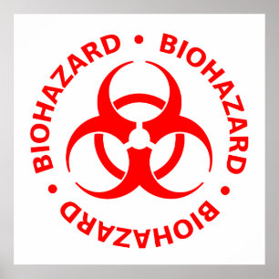 Poster Symbole de risque biologique rouge