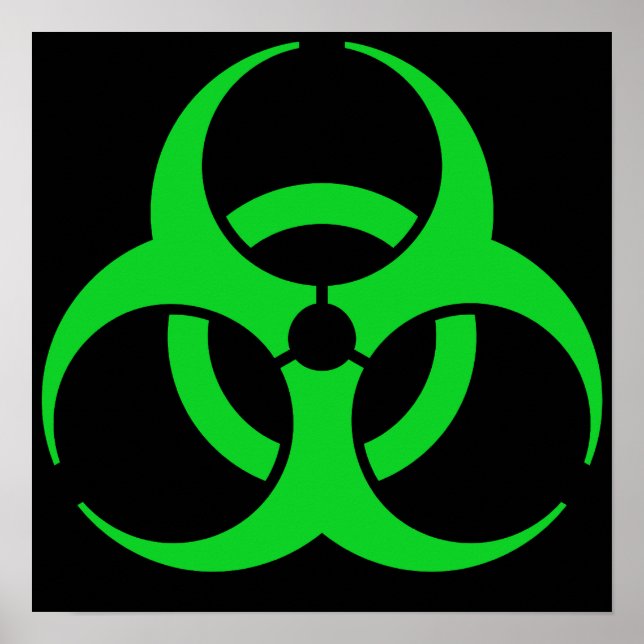 Poster Symbole de risque biologique vert (Devant)