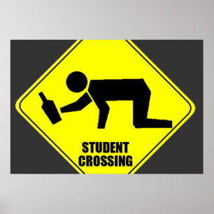 Poster Symbole de route amusant - Traversée étudiante ivr
