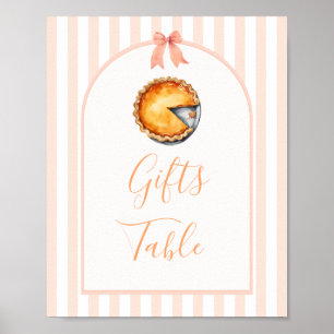 Poster Symbole de table Little Cutie Pie Orange En vichy