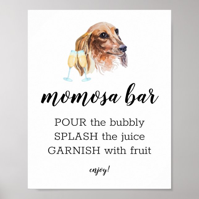 Poster Symbole de thème Momosa Bar Watercolor Dachshund (Devant)