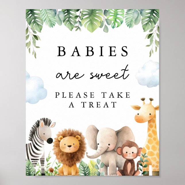 Poster SYMBOLE DE TRAITEMENT Baby shower Safari (Devant)