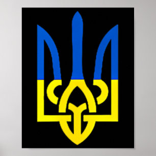 Poster Symbole de trident ukrainien - Drapeau ukrainien S