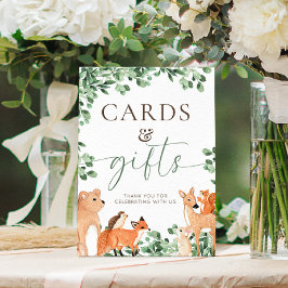 Poster Symbole des animaux de bois Cartes et cadeaux blan