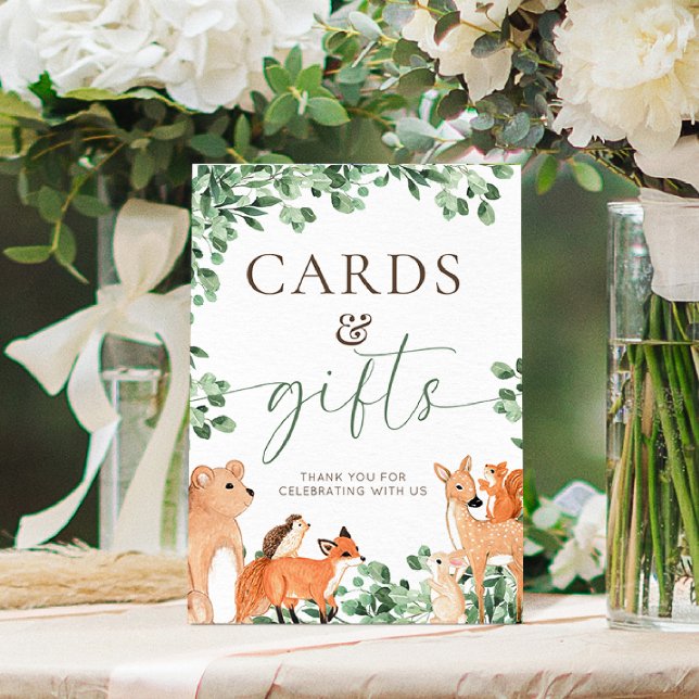 Poster Symbole des animaux de bois Cartes et cadeaux blan (Créateur téléchargé)