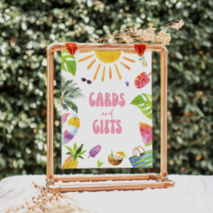 Poster Symbole des cadeaux et cartes du bord de la piscin