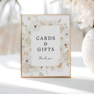 Poster Symbole des cartes et cadeaux floraux blancs