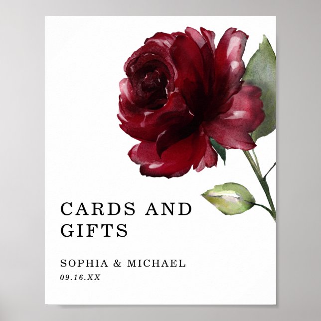 Poster Symbole des Cartes et Cadeaux Floraux Rose Rouge p (Devant)