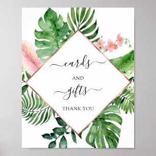 Poster Symbole des cartes et cadeaux floraux tropicaux