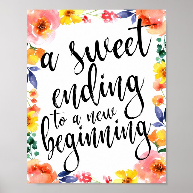 Poster Symbole des Faveurs d'aquarelle florale de 8x10 (Devant)