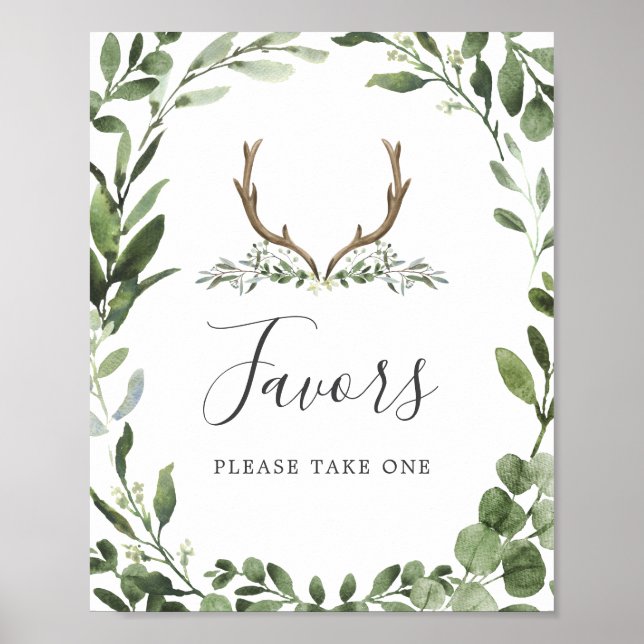 Poster Symbole des faveurs du Baby shower Deer Antler (Devant)