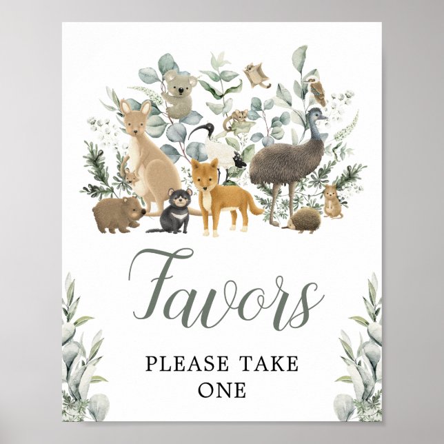 Poster Symbole des Faveurs Eucalyptus Australian Animals  (Devant)