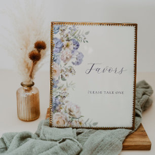 Poster Symbole des Faveurs Florales Crème Bleue Dusty