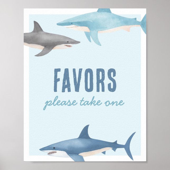 Poster Symbole des faveurs pour l'anniversaire du requin (Devant)