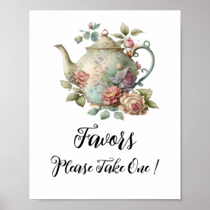 Poster Symbole des Faveurs Teapot Aquarelle Cute