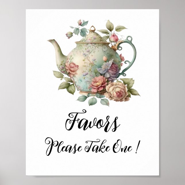 Poster Symbole des Faveurs Teapot Aquarelle Cute (Devant)