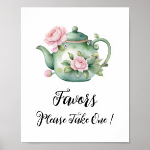 Poster Symbole des Faveurs Teapot Aquarelle Cute