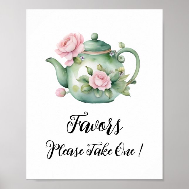 Poster Symbole des Faveurs Teapot Aquarelle Cute (Devant)