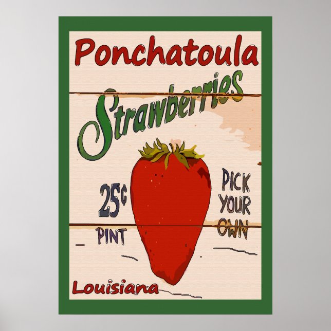Poster Symbole des fraises de Ponchatoula (Devant)