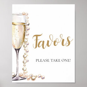 Poster Symbole des perles d'or et du Prosecco Champagne F